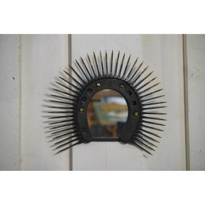 Miroir brutaliste fer à cheval 1960's
