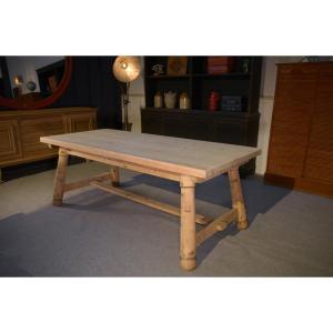 Table de ferme en pin brut brutaliste Georges Robert 1960's 