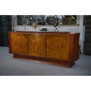 Art Deco Rosewood Sideboard With Gilt Door, Attributed To Maison Dominique, 1940s