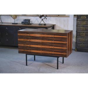 Commode design en ébène du Gabon 8 tiroirs 1960's