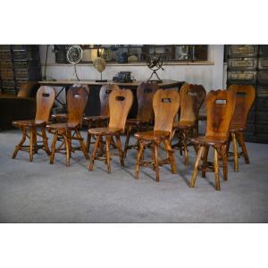 Set Of 10 Sculptural Brutalist Chairs From The 1970s