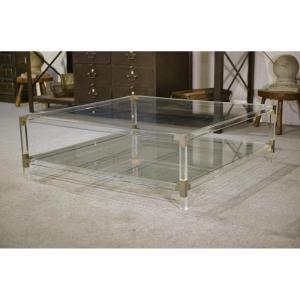 Grande table basse en polyméthacrylate 1970's