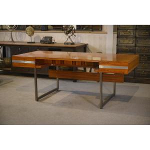 Bureau de ministre en palissandre par Claude Gaillard et Henri Lesetre pour Ligne Roset 1970's