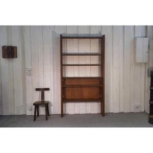 Etagère en orme massif moderniste par Pierre Chapo édité par la manufacture de Seltz 1950's