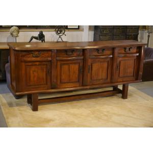 Brutalist Sideboard In Elm By Aranjou 1950's