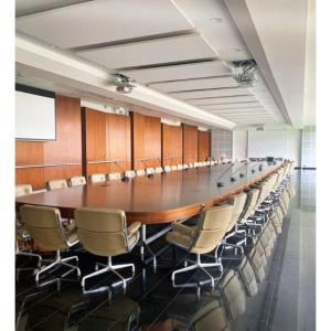 A Monumental Conference Table Made Of Walnut And Brushed Stainless Steel, Custom-made By Charles Eames
