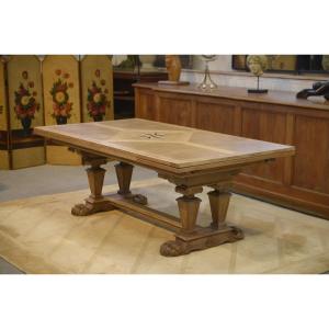 Grande table sculpturale en chêne 1950's