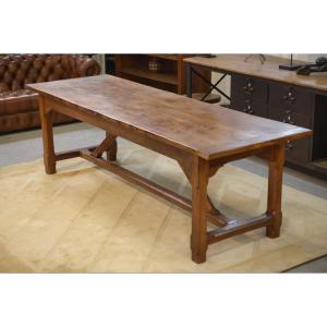 Large Solid Elm Farmhouse Table From The 1950s