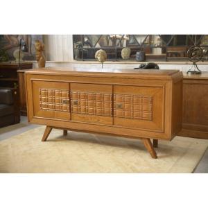 1960s Brutalist Oak Sideboard