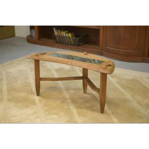 Oak And Ceramic Coffee Table By Guillerme And Chambron For Votre Maison 1950's