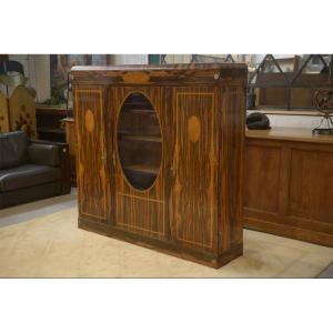 Neoclassical Art Deco Cabinet In Ebony Veneer, 1930s