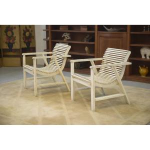 Paire de fauteuils en bois 1950's