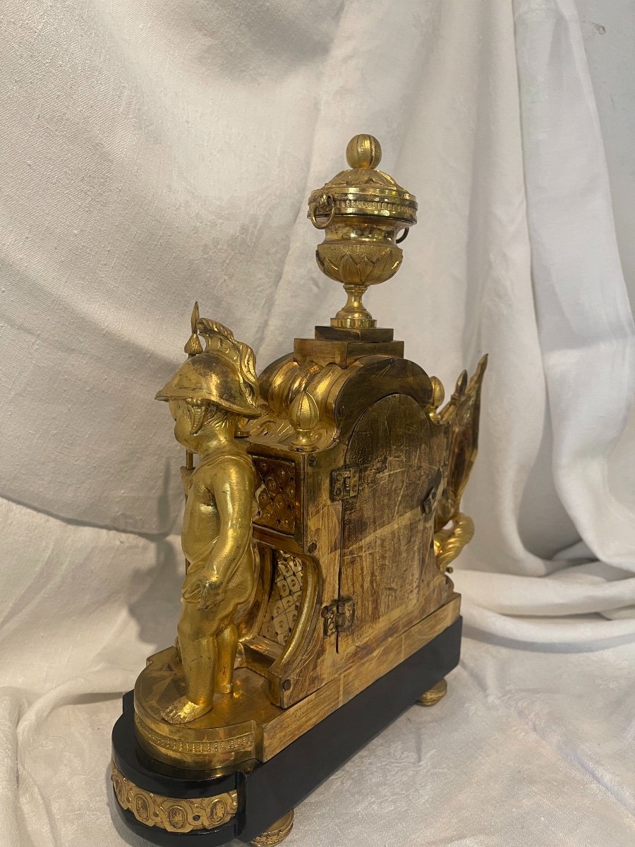 Pendule  en bronze doré "l'Amour Guerrier" - époque Louis XVI -photo-2