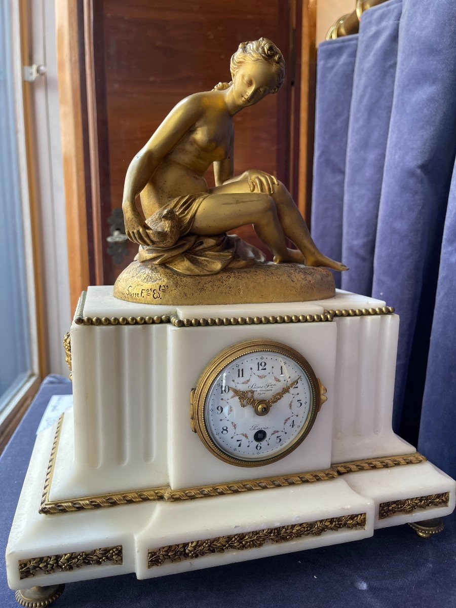Pendule Garniture style Louis XVI  - Bronze "Vénus au bain" De Falconet Par Susse Frères-photo-2