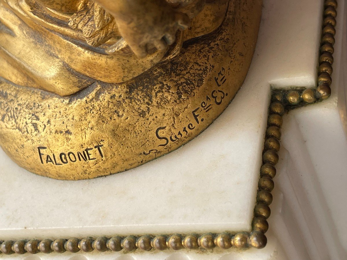 Pendule Garniture style Louis XVI  - Bronze "Vénus au bain" De Falconet Par Susse Frères-photo-3
