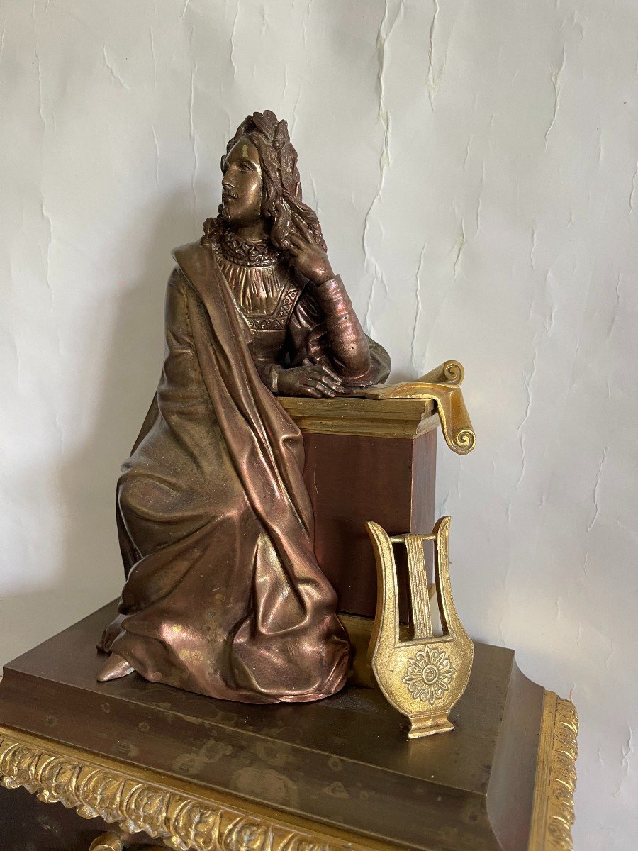 Pendulum In Bronze "molière" - Charles X Period-photo-2