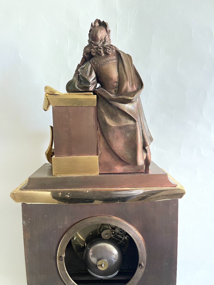 Pendule En Bronze "molière" - époque Charles X-photo-2