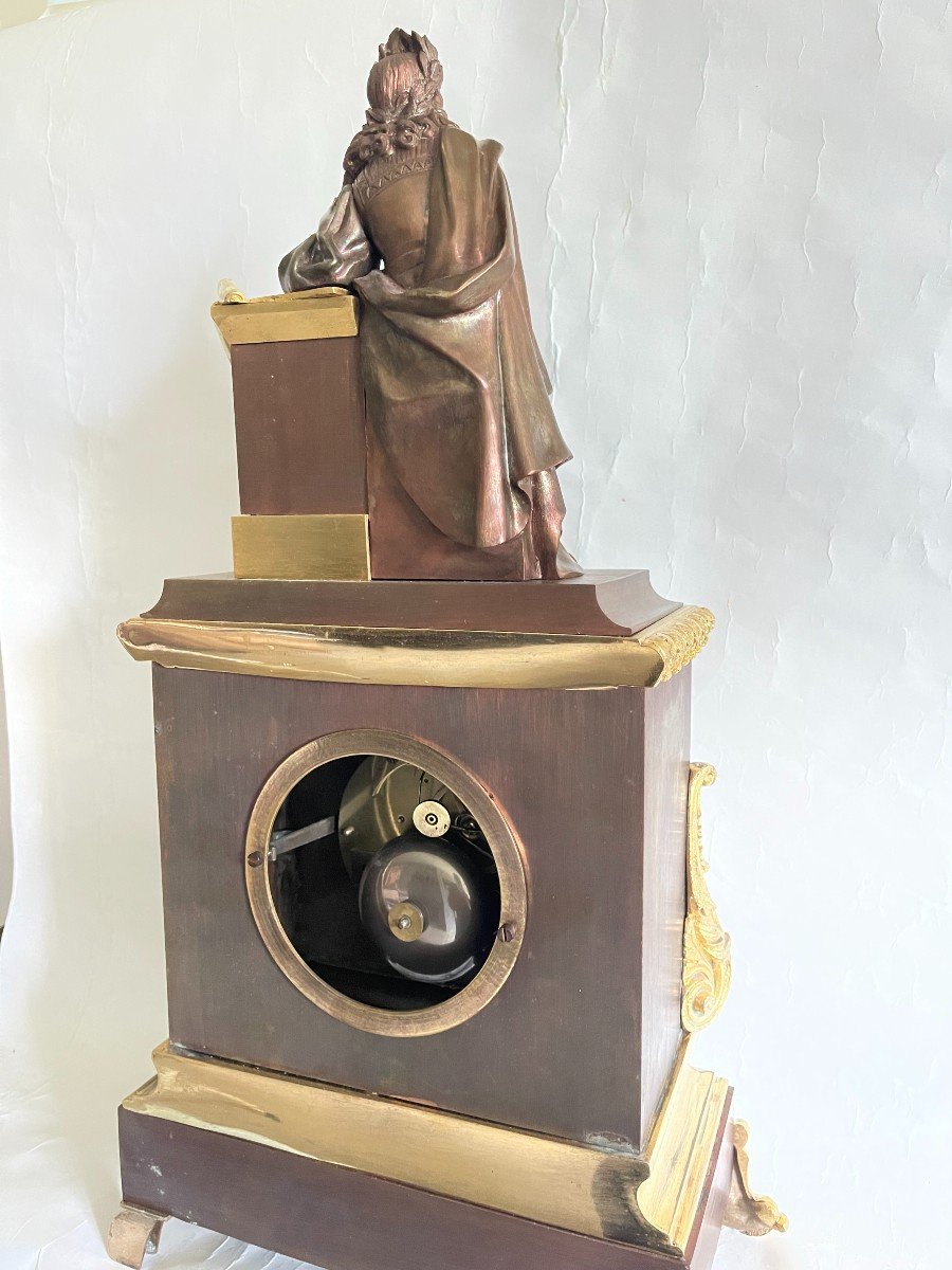 Pendulum In Bronze "molière" - Charles X Period-photo-3