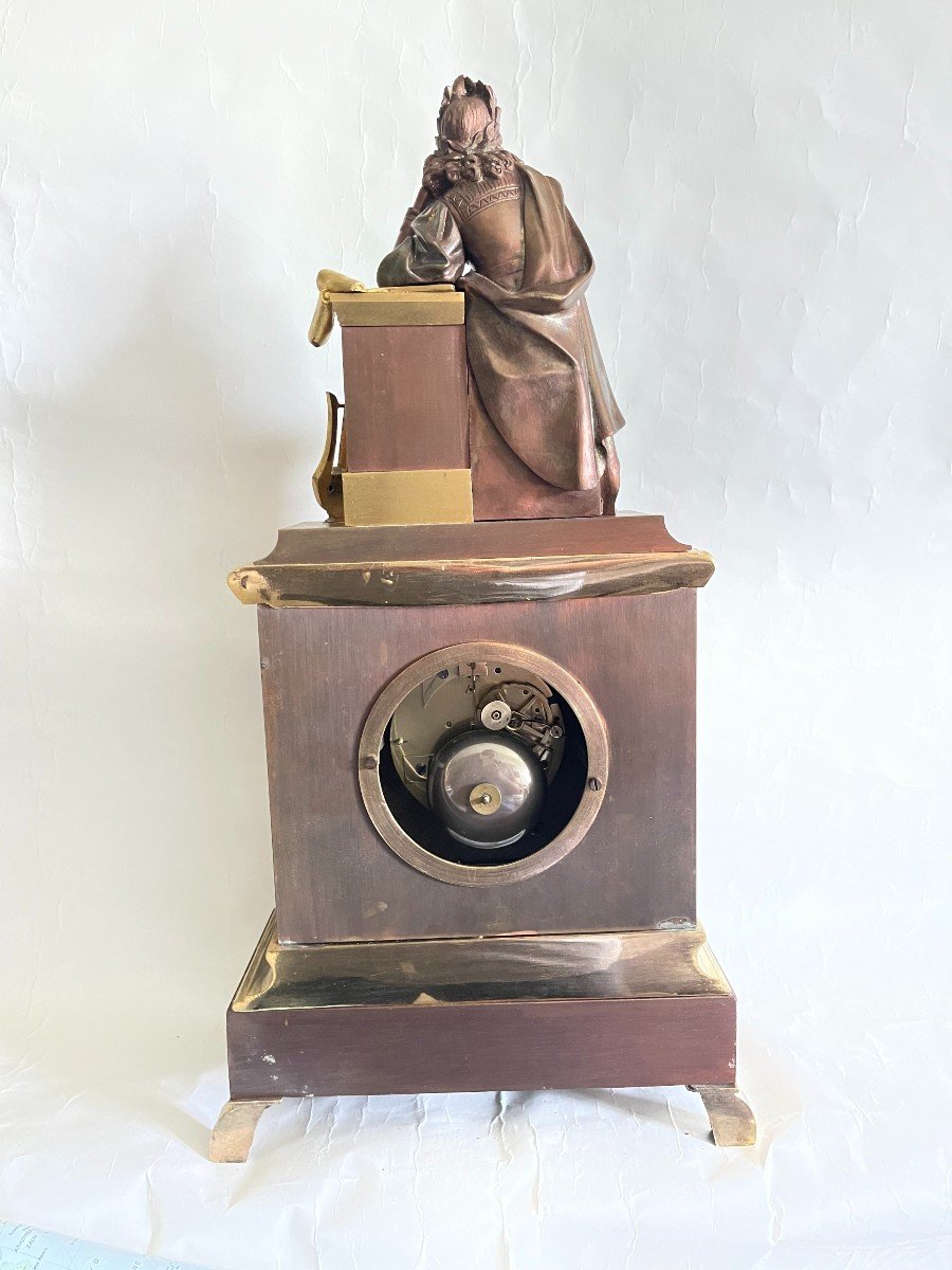 Pendule En Bronze "molière" - époque Charles X-photo-4