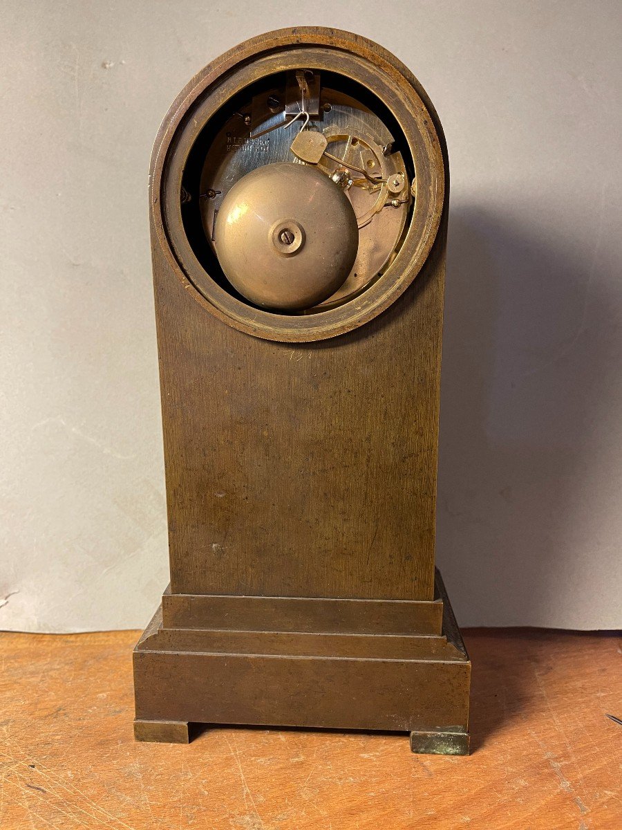Terminal Clock In Patinated Bronze "le Temps" Restoration Period-photo-1