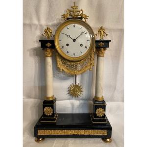 Marble And Gilt Bronze Portico Clock Directoire Period - Revised