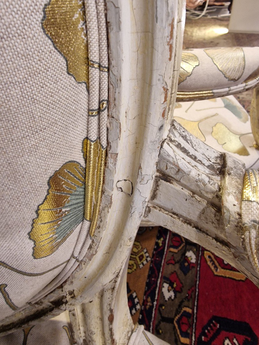 Paire De Fauteuils Médaillons époque Louis XVI-photo-3