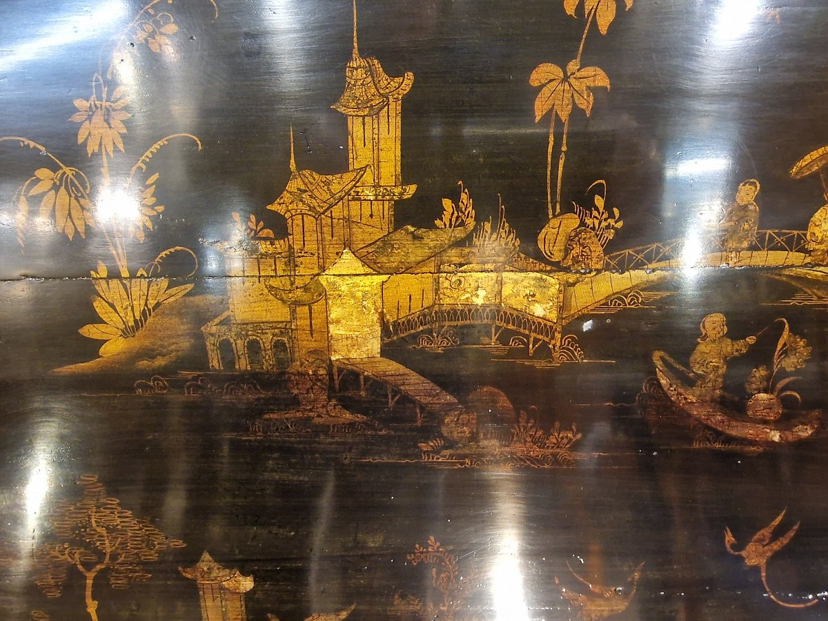 Guéridon  Inspiration Asiatique Napoléon III Décor à  l'Or-photo-2