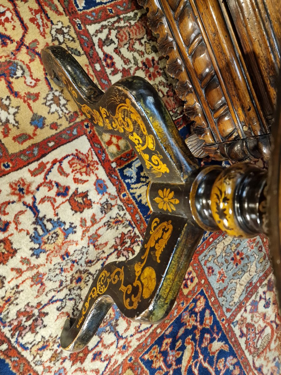 Guéridon  Inspiration Asiatique Napoléon III Décor à  l'Or-photo-3