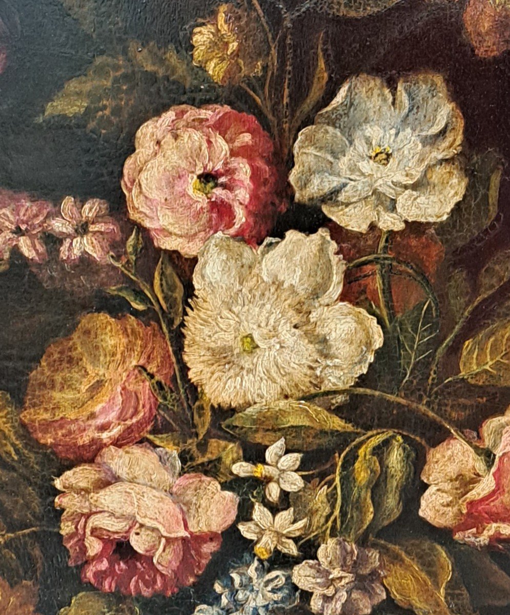 Bouquet De Fleurs: Nature Morte Ecole Hollandaise.-photo-6