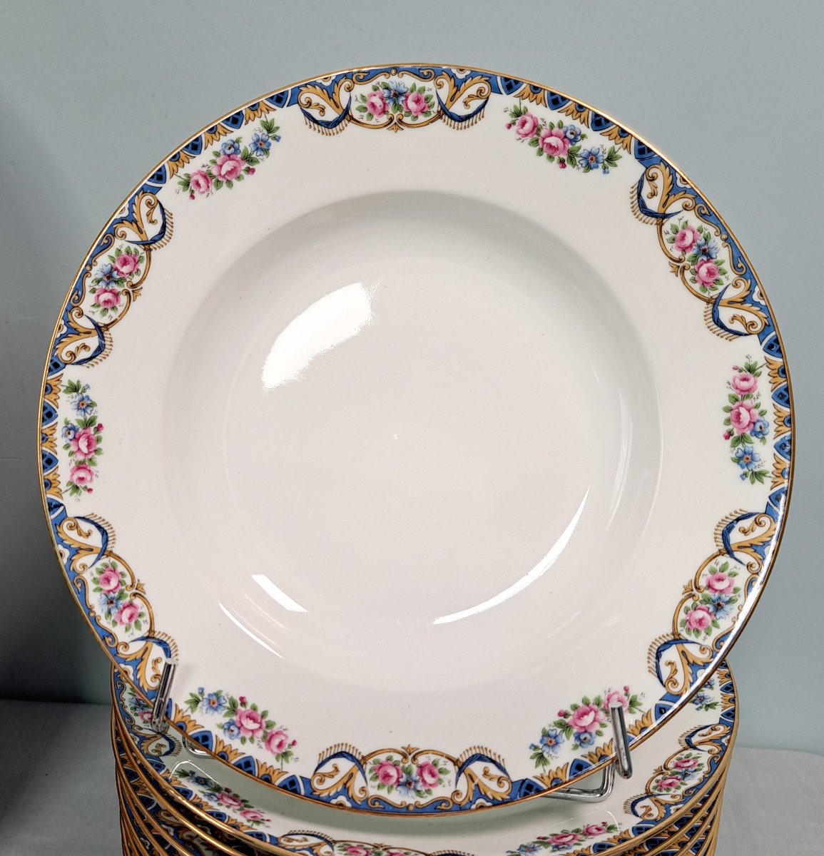 60 Piece Dinner Service Maison Salmon Limoges Porcelain