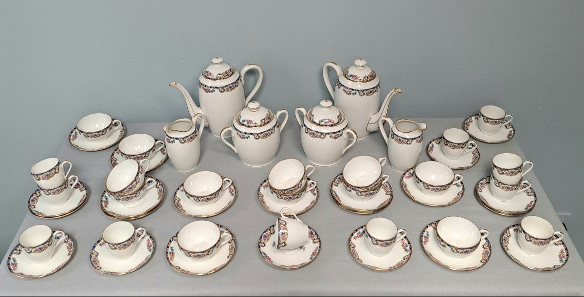 Service à Café De 28 Pièces Maison Salmon Porcelaine De Limoges-photo-2