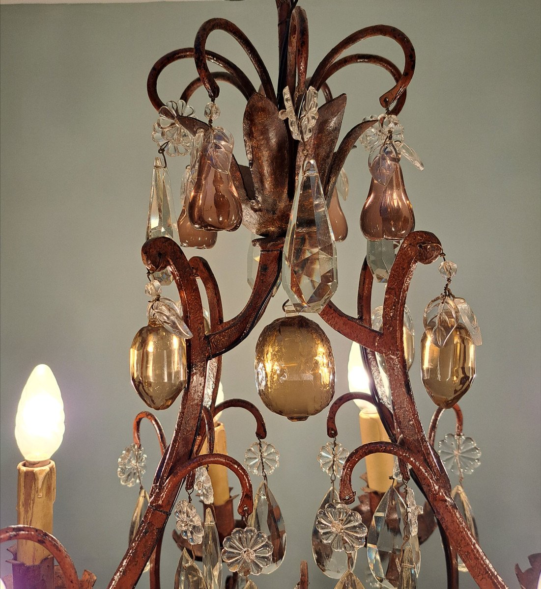 Cage Chandelier With Fruit Decor.-photo-5