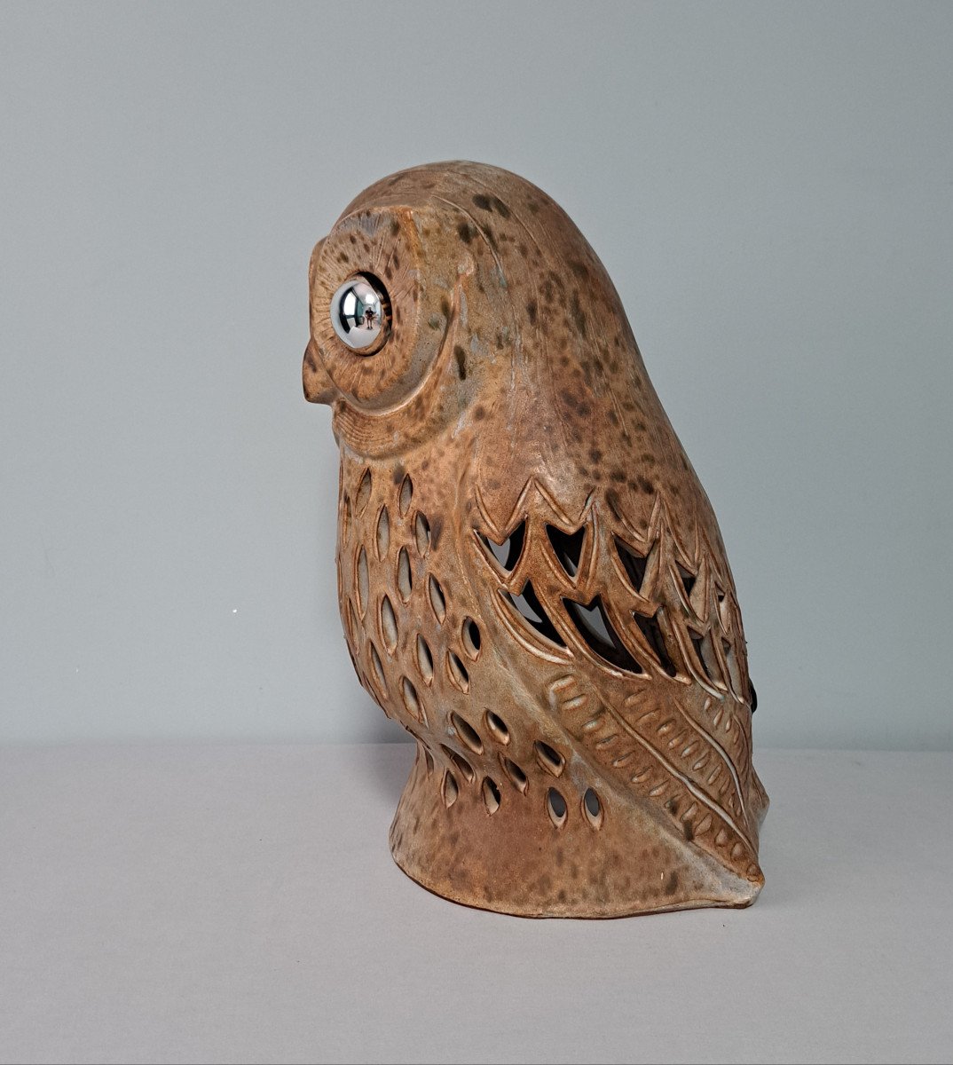 Owl: 1970s Table Lamp From Agnés Escalas.-photo-3