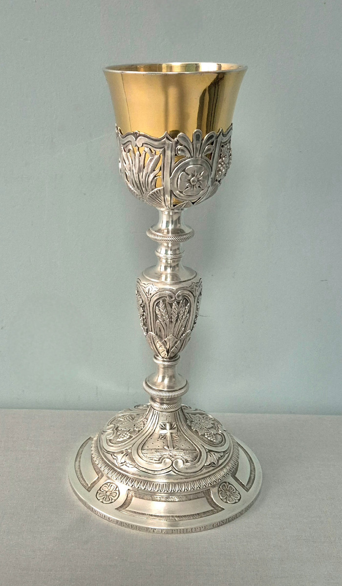 Chalice In Silver-plated And Vermeil Bronze.-photo-2