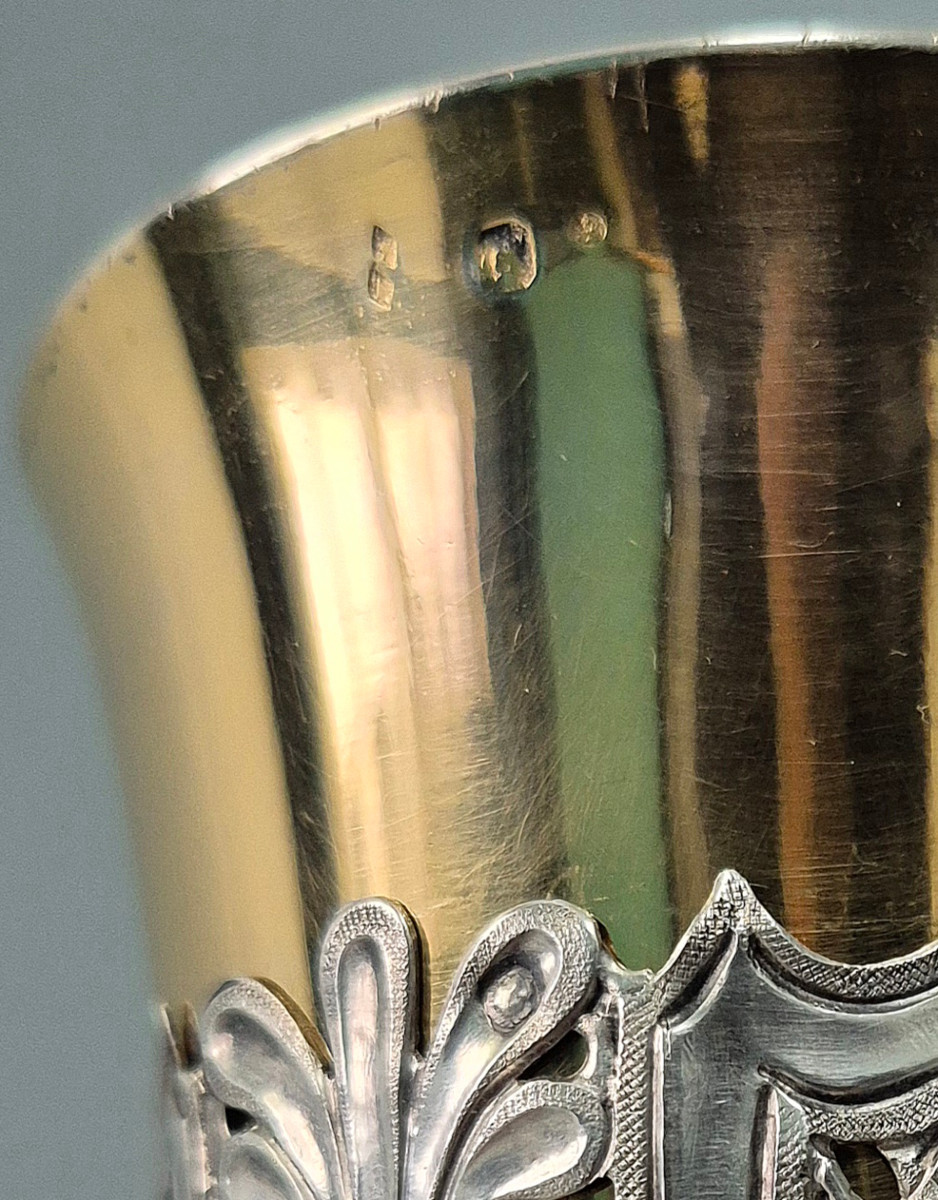 Chalice In Silver-plated And Vermeil Bronze.-photo-4