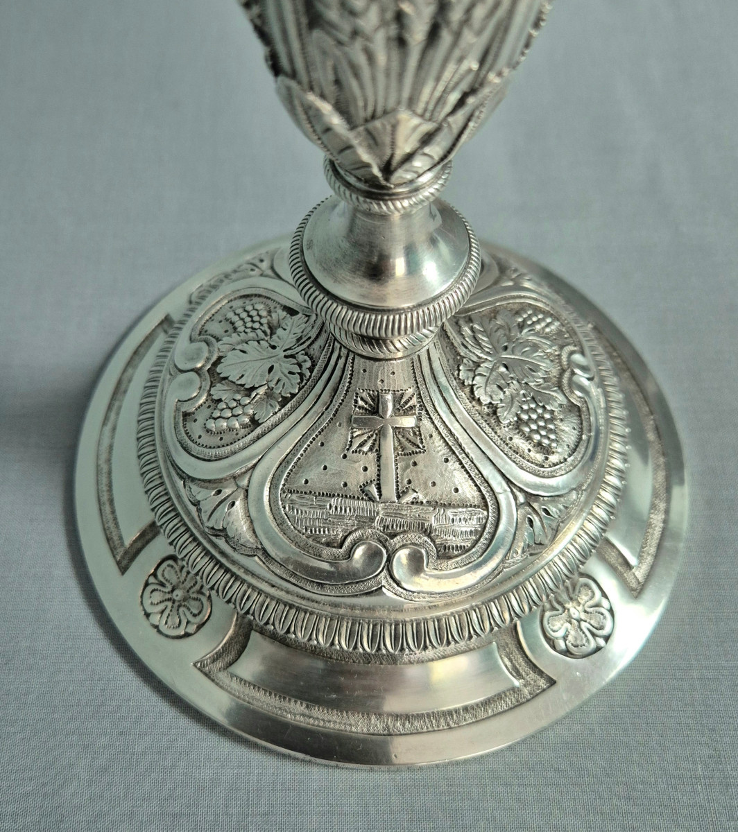 Chalice In Silver-plated And Vermeil Bronze.-photo-1