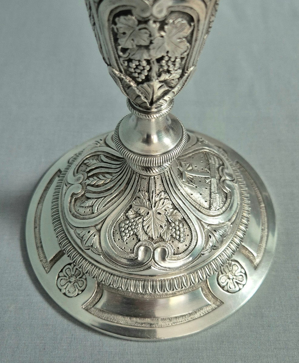 Chalice In Silver-plated And Vermeil Bronze.-photo-2
