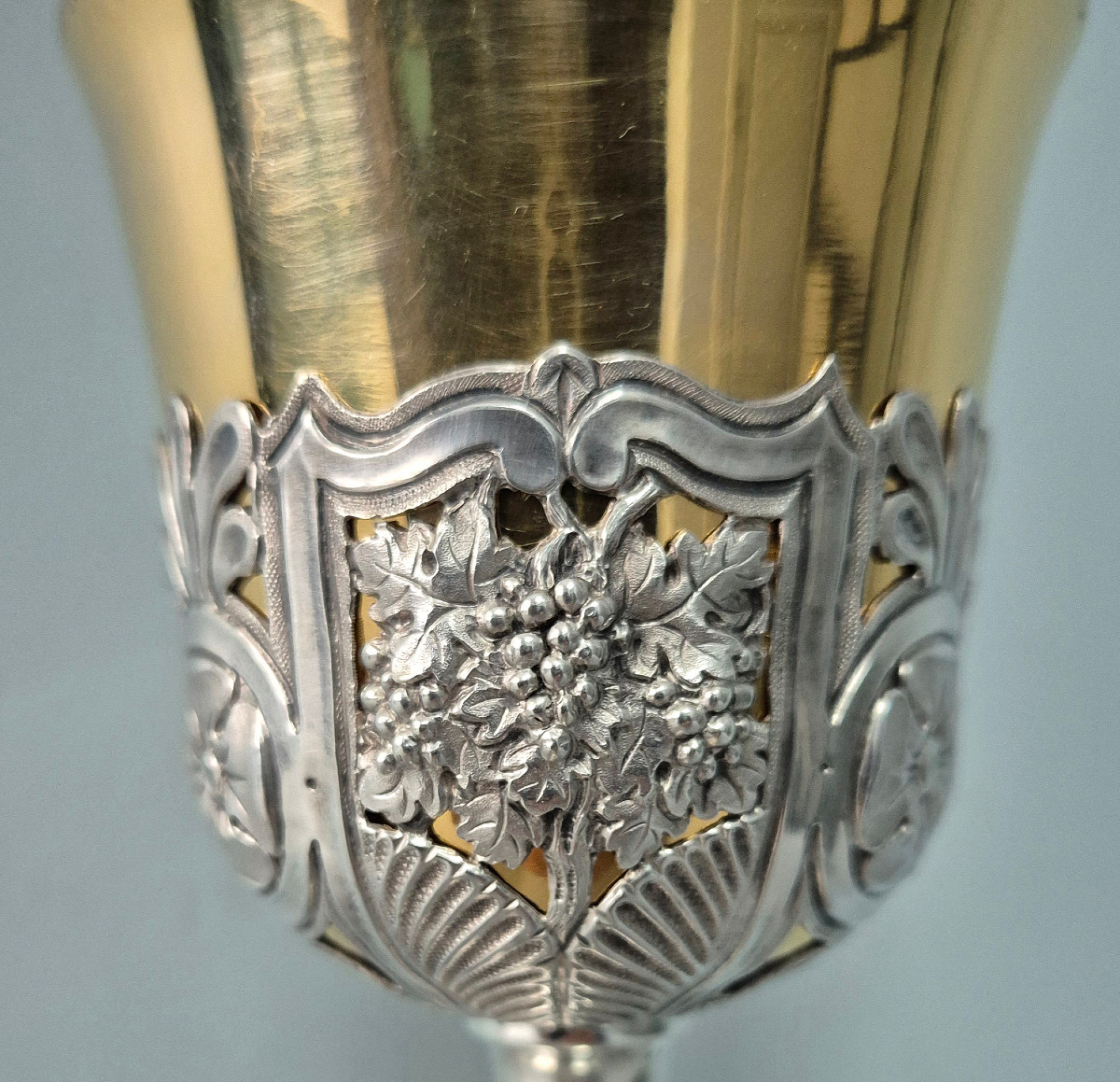 Chalice In Silver-plated And Vermeil Bronze.-photo-6