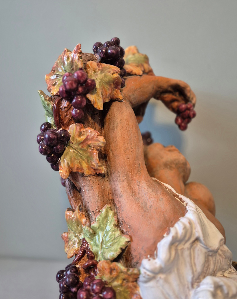 Bacchus ou Dyonisos en terre cuite émaillée.-photo-2