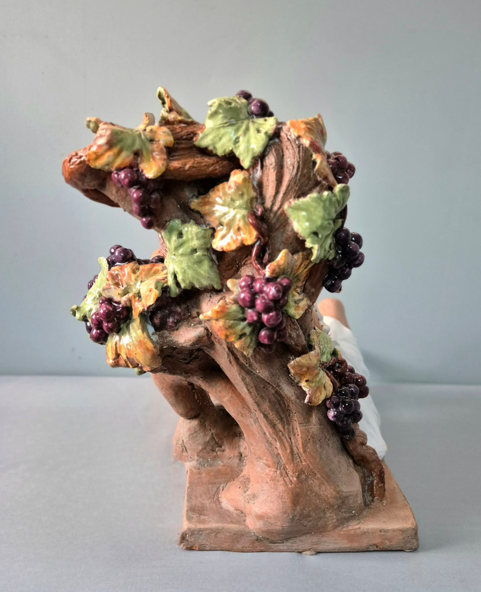 Bacchus ou Dyonisos en terre cuite émaillée.-photo-4