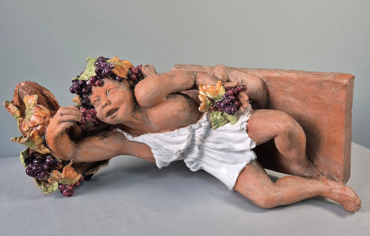 Bacchus ou Dyonisos en terre cuite émaillée.-photo-6