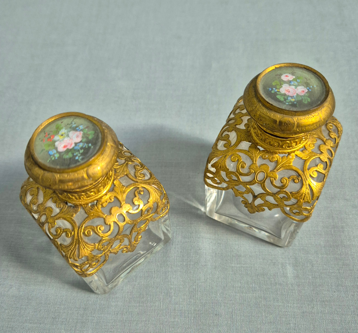 Pair Of Scent Bottles: 19th Century Crystal.-photo-1
