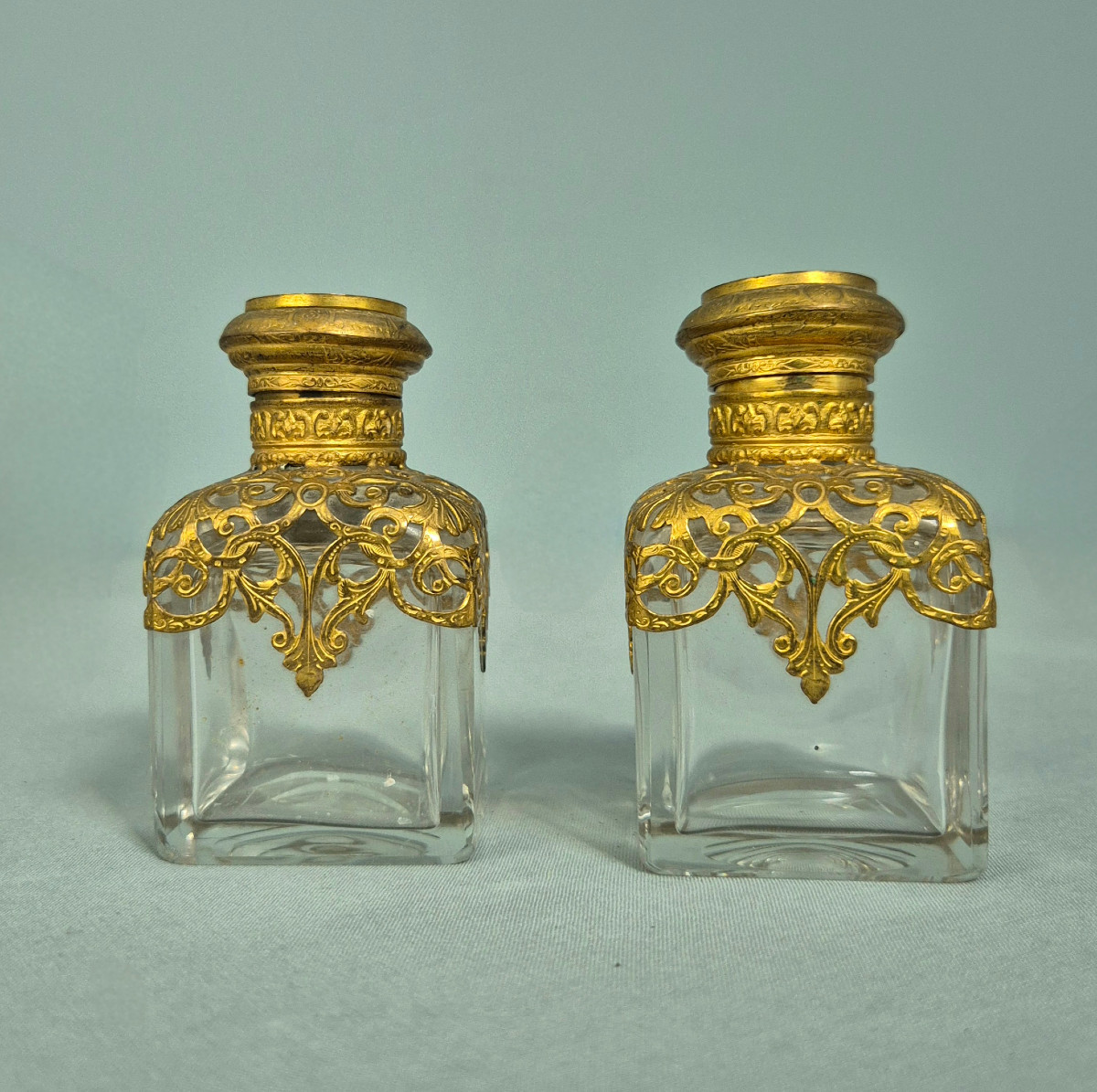 Pair Of Scent Bottles: 19th Century Crystal.-photo-5