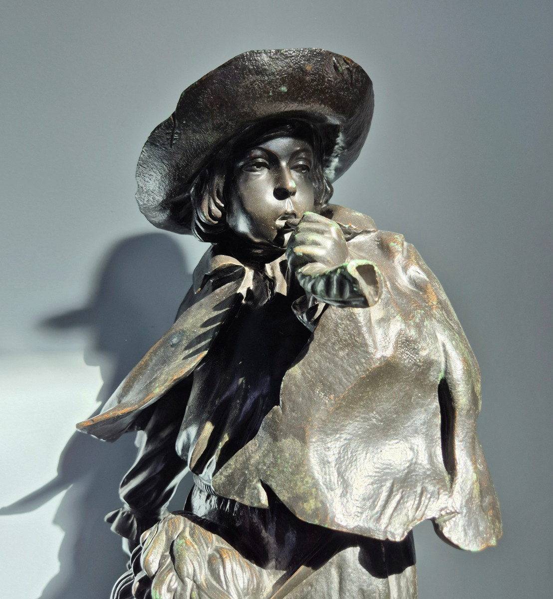 The Shepherd And His Dog: Bronze By Paul Dubois.-photo-2