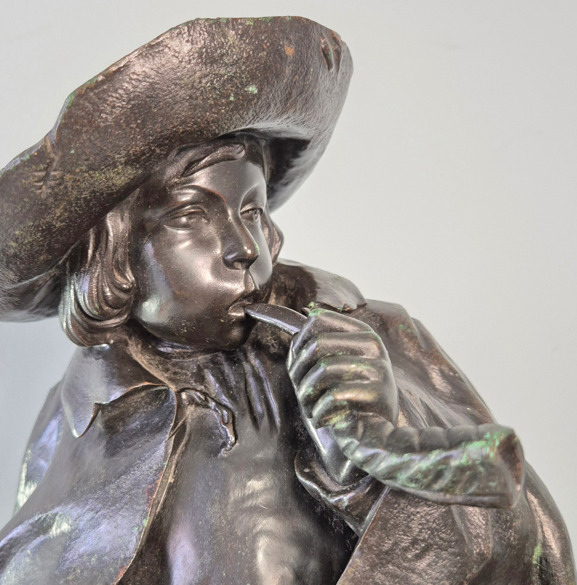 The Shepherd And His Dog: Bronze By Paul Dubois.-photo-1