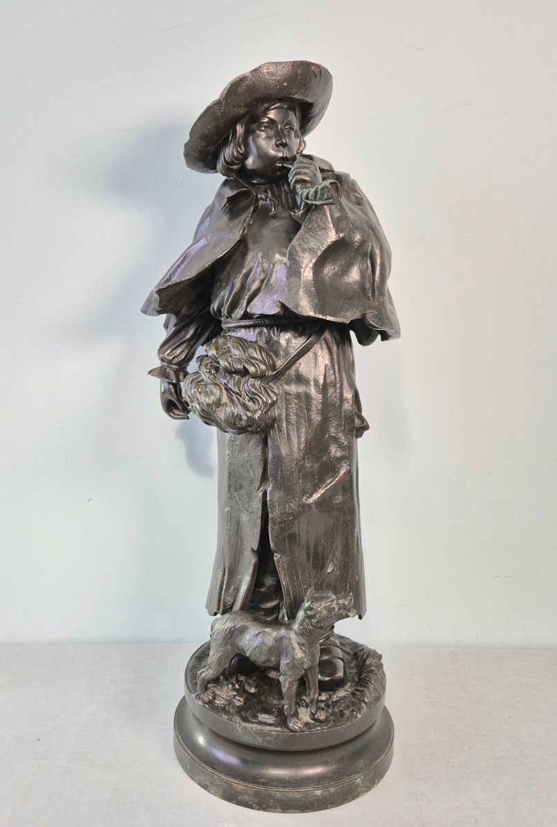 The Shepherd And His Dog: Bronze By Paul Dubois.