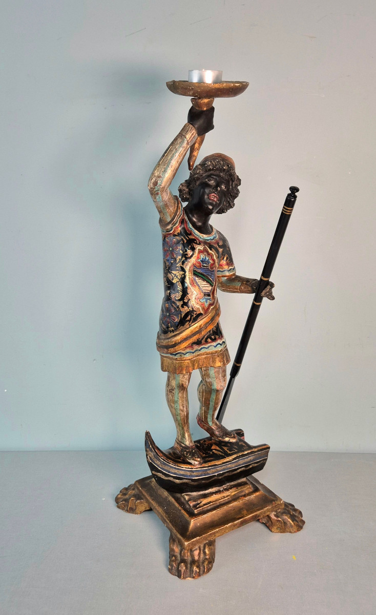 Carved Wooden Torch Holder: Venice.-photo-2