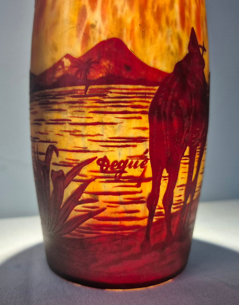 Glass Paste Vase: The Degué Palm Grove.-photo-4