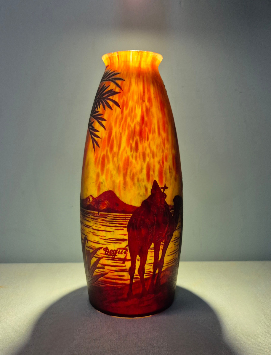 Glass Paste Vase: The Degué Palm Grove.-photo-2