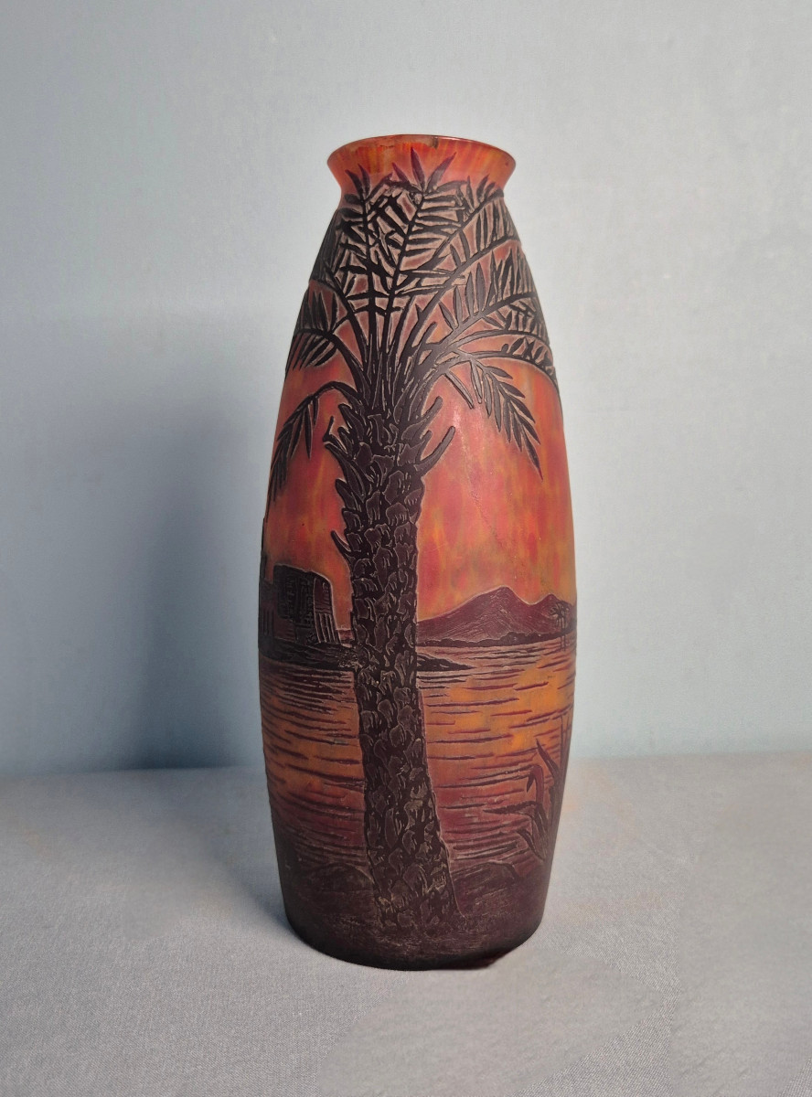 Glass Paste Vase: The Degué Palm Grove.-photo-1